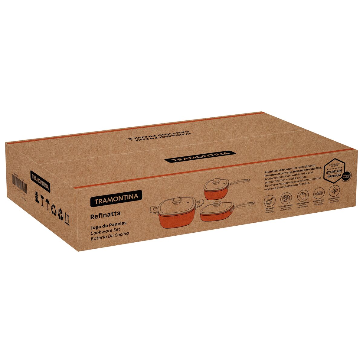 Jogo de Panelas Tramontina Refinatta em Alumínio com Revestimento Interno e Externo em Antiaderente Starflon Premium 03 Peças - Imagem 5