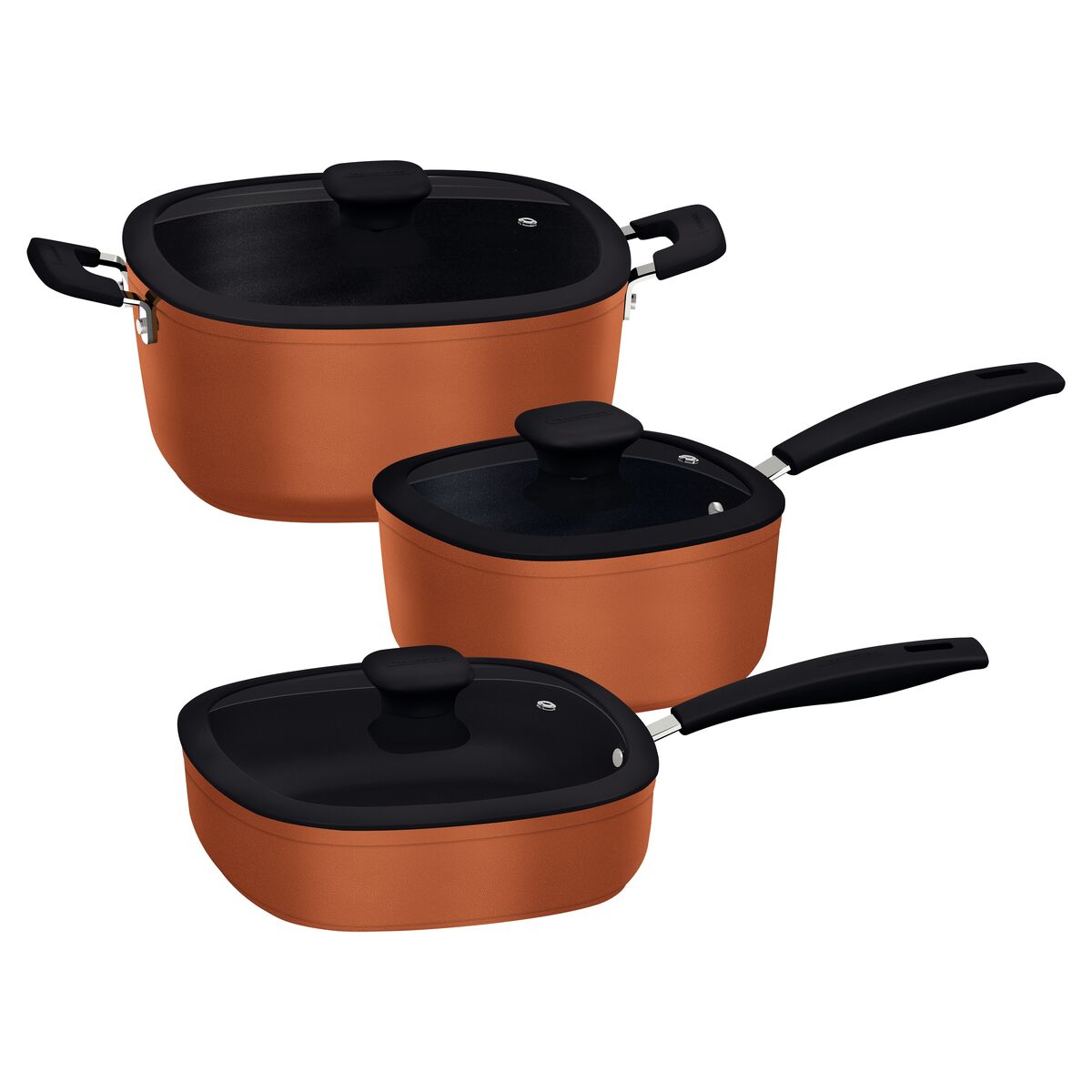 Jogo de Panelas Tramontina Refinatta em Alumínio com Revestimento Interno e Externo em Antiaderente Starflon Premium 03 Peças