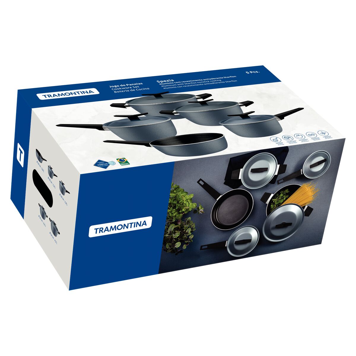 Jogo de Panelas Tramontina Spezia em Alumínio com Revestimento Interno e Externo em Antiaderente Starflon Excellent Azul Ardósia 5 Peças - Imagem 8