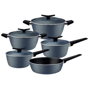 Jogo de Panelas Tramontina Spezia em Alumínio com Revestimento Interno e Externo em Antiaderente Starflon Excellent Azul Ardósia 5 Peças