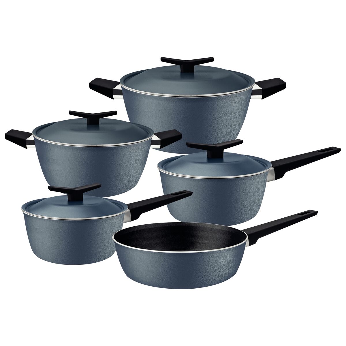 Jogo de Panelas Tramontina Spezia em Alumínio com Revestimento Interno e Externo em Antiaderente Starflon Excellent Azul Ardósia 5 Peças