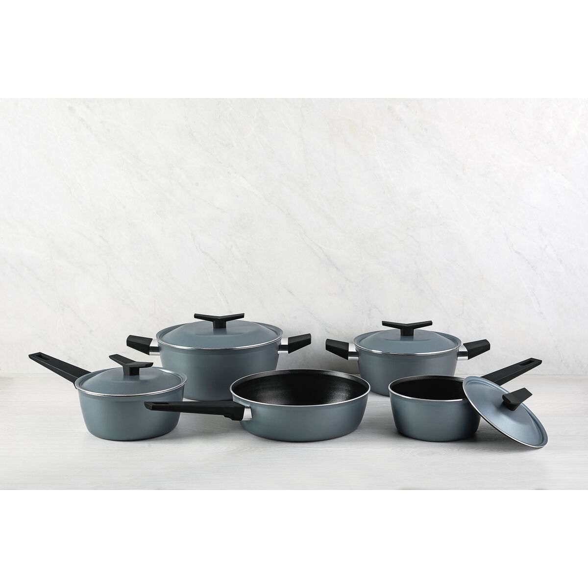 Jogo de Panelas Tramontina Spezia em Alumínio com Revestimento Interno e Externo em Antiaderente Starflon Excellent Azul Ardósia 5 Peças - Imagem 7