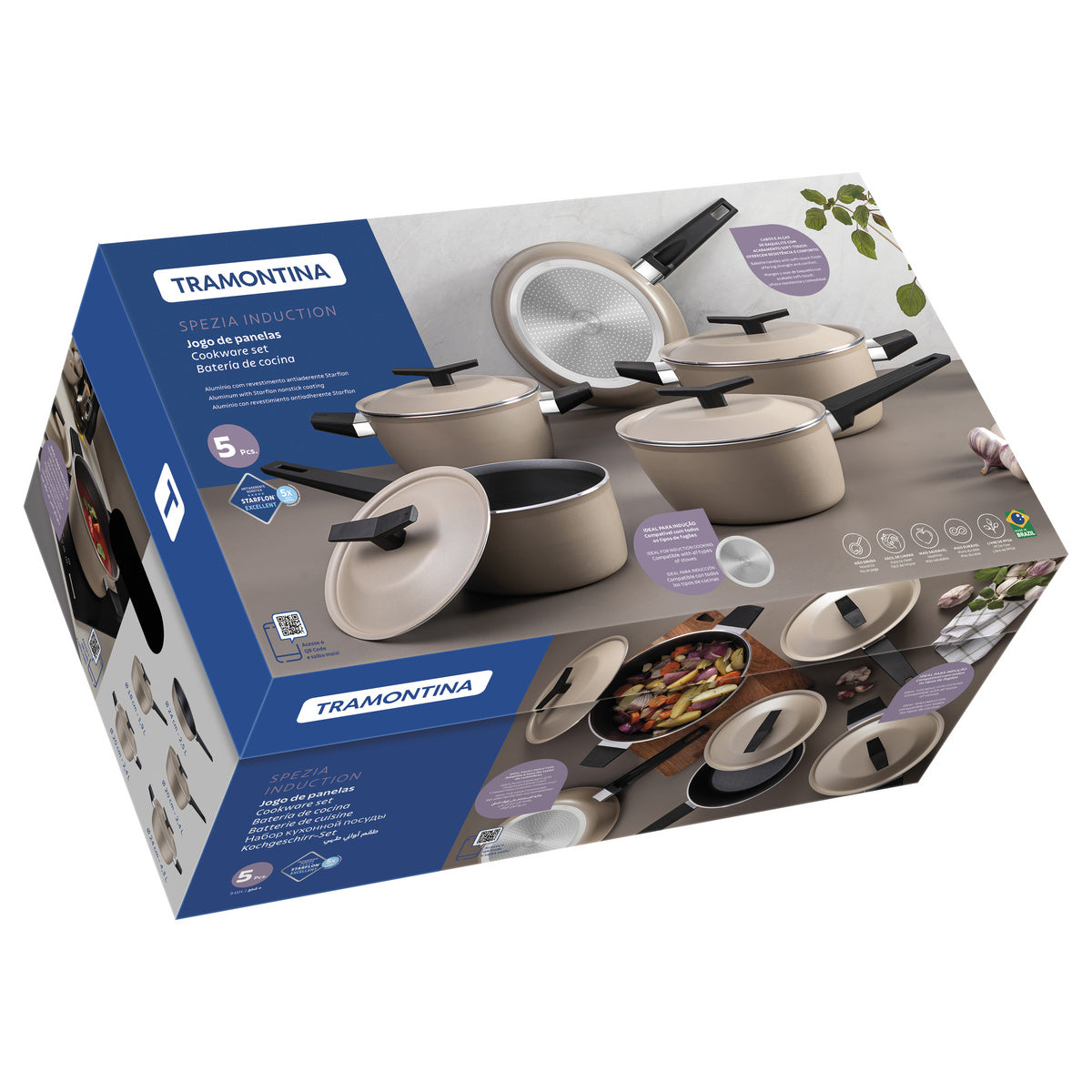 Jogo de Panelas Tramontina Spezia Induction em Alumínio com Revestimento Interno e Externo em Antiaderente Starflon Excellent Areia 5 Peças - Imagem 12