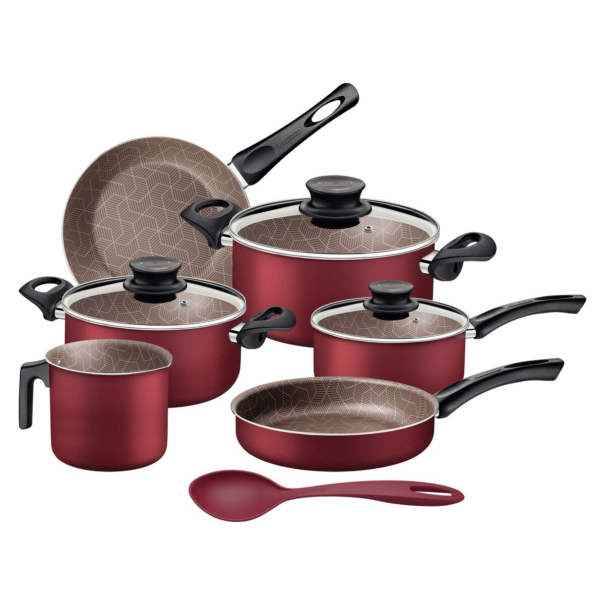 Jogo de Panelas Tramontina Paris em Alumínio com Revestimento Interno e Externo Antiaderente Starflon Max Vermelho 7 Peças - Imagem 4