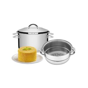 Jogo de Cozi-Vapore Tramontina Solar em Aço Inox Fundo Triplo com Alças 2 peças 16 cm